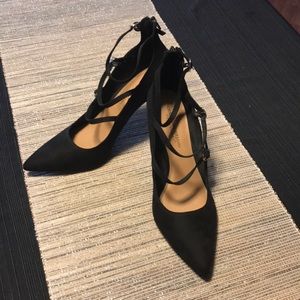Christian Siriano Black Microsuede Heels, US 11